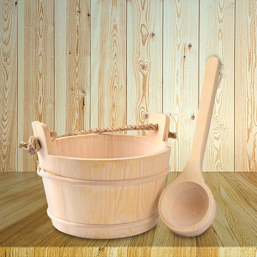 Wood sauna bucket - wood, ladle