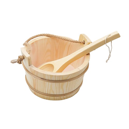 Wooden sauna bucket and - wooden, ladle