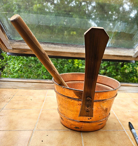 Vintage copper sauna bucket - sauna,