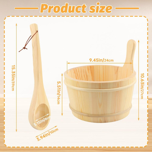 Wooden bucket and ladle set - ladle, set,4l