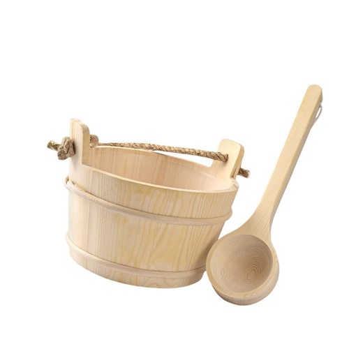 Wooden sauna bucket - and, ladle