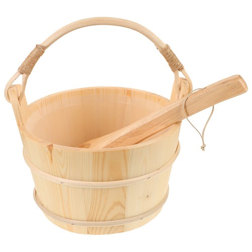 Reusable wooden sauna bucket - wooden,
