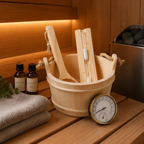 Sauna bucket and - ladle, for
