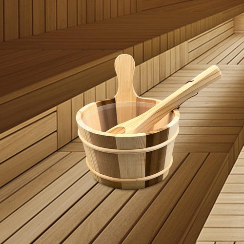 Wood sauna bucket and ladle - bucket,