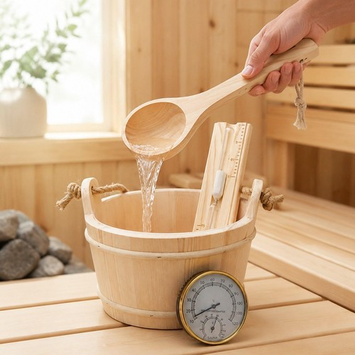 Sauna bucket and - and, ladle