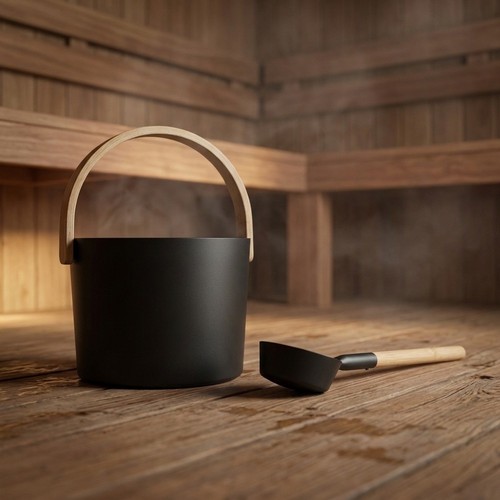 Black aluminum sauna - black, bucket