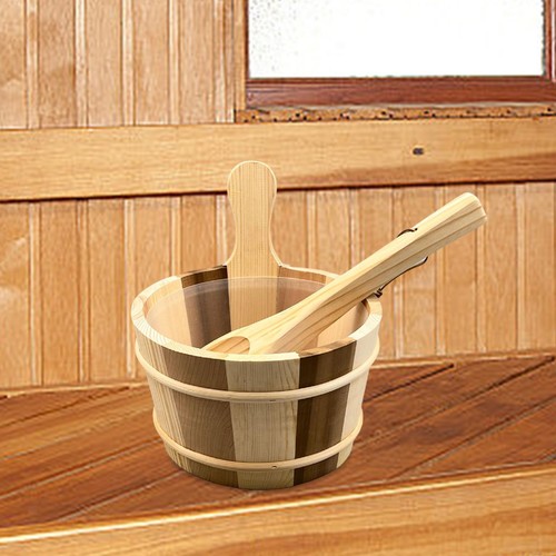 Wooden sauna bucket and ladle - bucket,